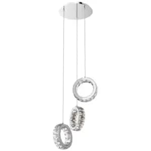 Zumaline Platt Integrated LED Crystal Cluster Pendant Ceiling Light, Chrome, 4000K, 1560Lm