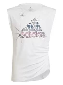 adidas Junior Girls Dance Tank Top - White, Size 9-10 Years, Women