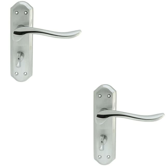 Loops 2x PAIR Curved Handle on Sculpted Bathroom Backplate 180 x 48mm Chrome Multi