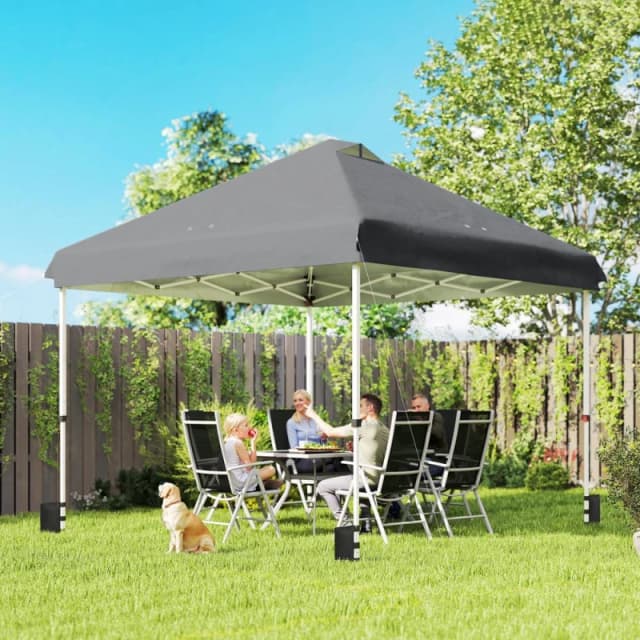 OUTSUNNY 3 x 3m Pop Up Gazebo w/ Wheels, One-Touch Party Tent in Dark Grey Size: 3m Dark Grey Unisex 3m
