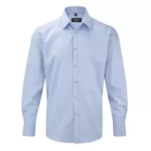 Russell Mens Herringbone Long Sleeve Work Shirt (14.5) (Light Blue)