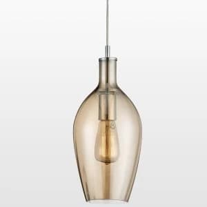 Searchlight Lighting Collection Eris Smoked Glass Pendant Light - Amber