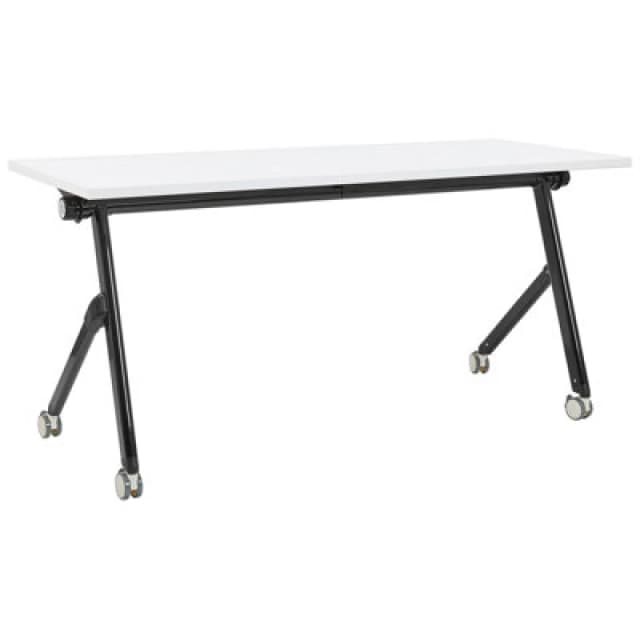 Beliani Foldable Office Desk Bendi White 160 Cm 60 Cm With Wheels