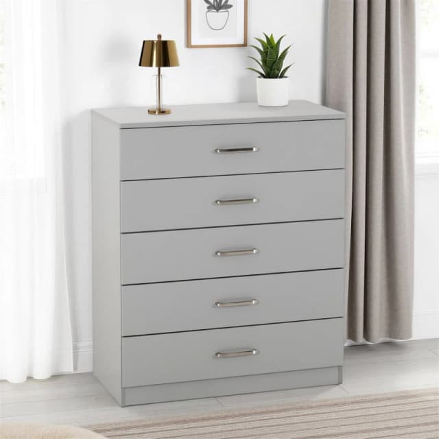 Seconique Dakota 5 Drawer Chest - Light Grey 100-102-214