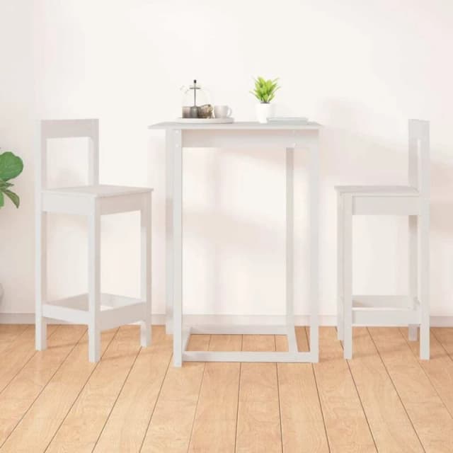 vidaXL Bar Chairs 2 pcs White 40x41.5x112cm Solid Wood Pine, White 822143