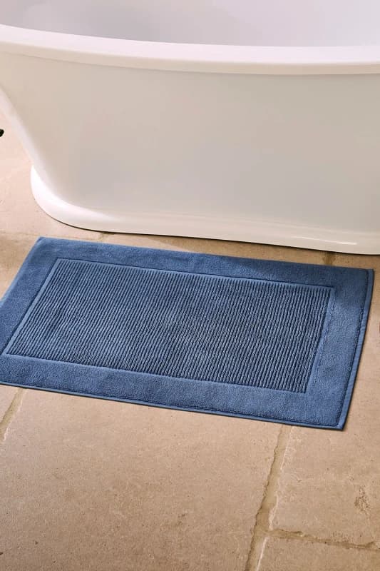 Christy CHRISTY 'Supreme' Luxury 100% Cotton Towelling Bath Mats in Mid Blue Mid Blue One Size Unisex 5012448879945