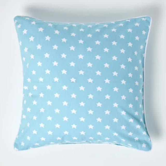 Homescapes Cotton Blue Stars Cushion Cover, 60 X 60 Cm