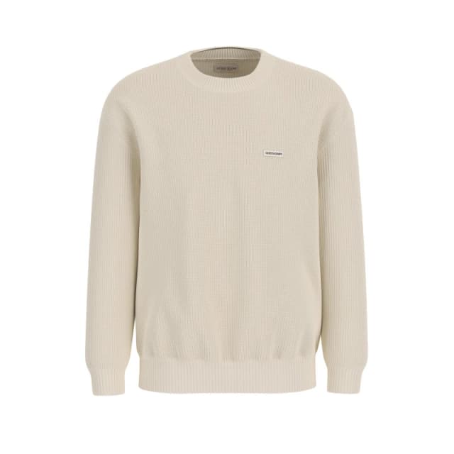 Guess Mens Logo Long Sleeve Crew Neck Jumper Warm White G293 male Medium