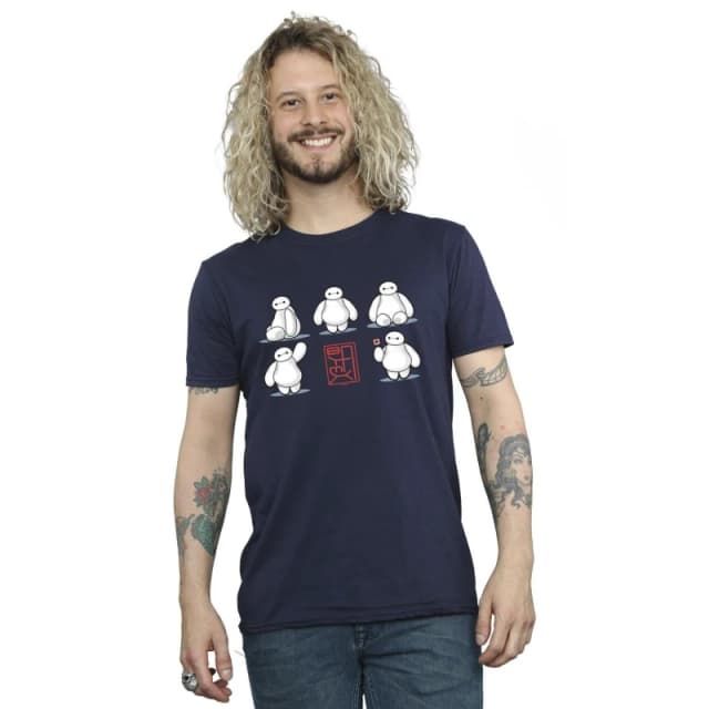 Disney Men Big Hero 6 Baymax Many Poses T-Shirt in Navy Size: Small Navy S Male 5059934880085