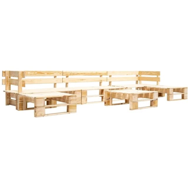 VIDAXL 6 Piece Garden Pallet Lounge Set Natural Wood Vidaxl 8719883710037