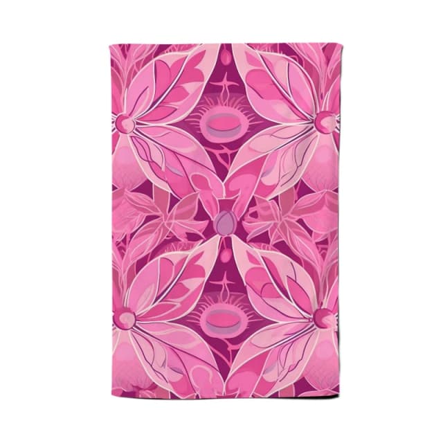 Warren Reed - Designer Pink Abstract Floral Design Tea Towel Pink Unisex