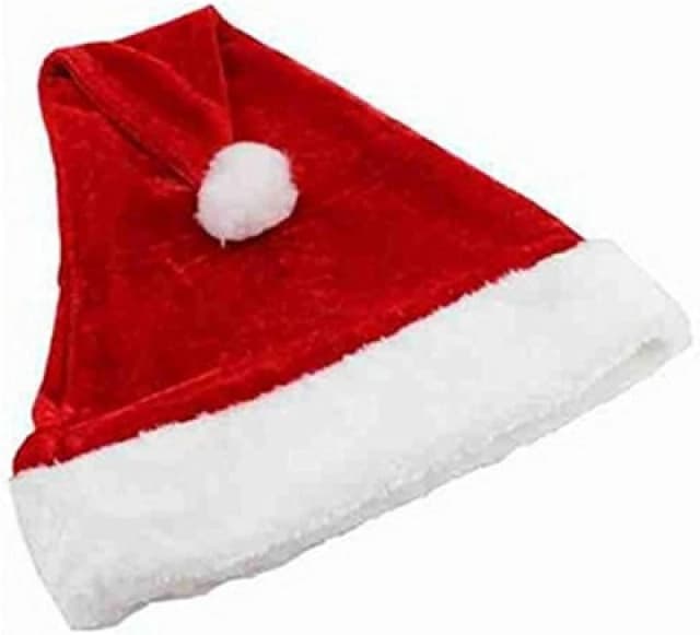 Shatchi Deluxe Red Plush Santa Claus Father Christmas Hat With White Fur Trim And Bobble