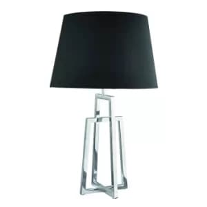 York 1 Light Table Lamp Chrome with Black Fabric Shade, E27