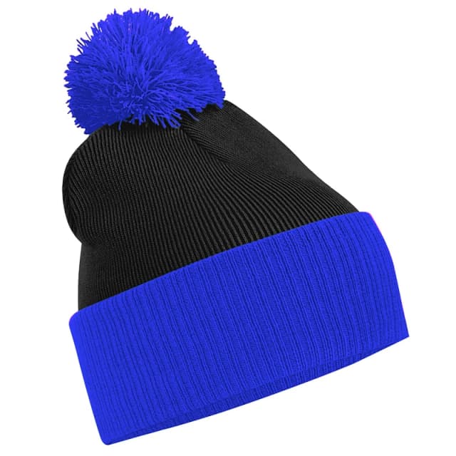 Beechfield Snowstar Duo Two-Tone Winter Beanie Hat in True Black True Black Unisex One Size