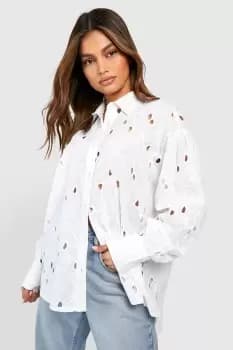 Oversized Flower Broderie Shirt