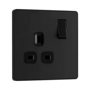 BG Evolve Matt Black Single Switched 13A Power Socket - PCDMB21B
