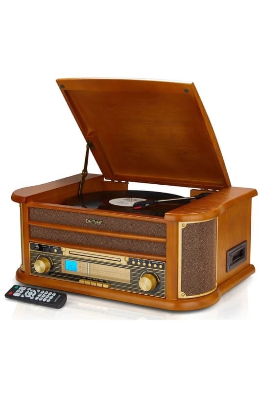 Denver Vintage Retro Bluetooth CD Cassette Record Player FM & USB HiFi System in Brown Brown Unisex