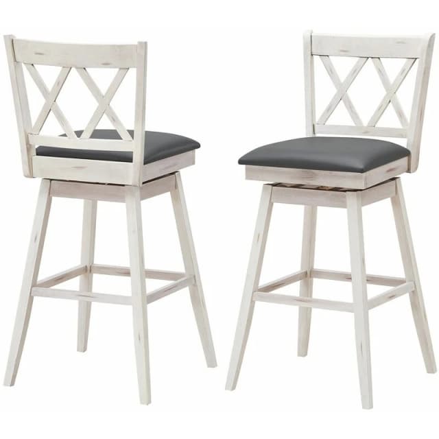 COSTWAY Set of 3 Dining Table Set Extendable Kitchen Table 2 Stools w/ Wine Rack White