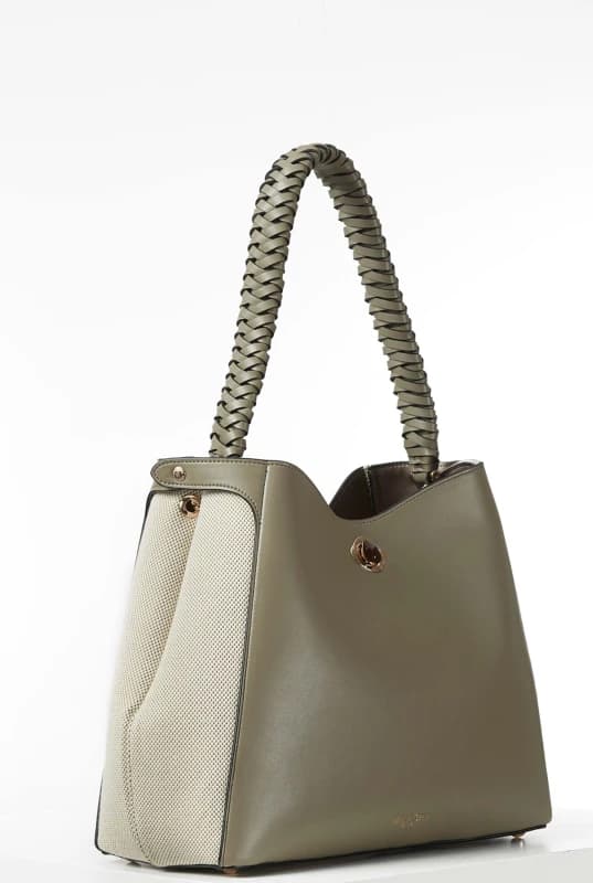Luella Grey 'Adriana' Woven Handle Hobo Green