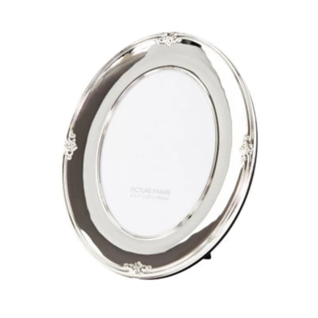 Happy Homewares Traditional Oval Silver Plated 5 X 7 Single Picture Frame Lacquer Coated