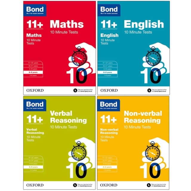Bond 11 Plus 10 Minute Tests Bundle For Maths English Verbal Reasoning And Non-Verbal Reasoning Ages 8 To 9 Book Set Bond 11+ Books