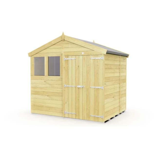 Buttercup Farm 8 x 5 Feet Apex Shed - Double Door W/ Windows - L158 x W231 x H217cm in Brown Brown Unisex