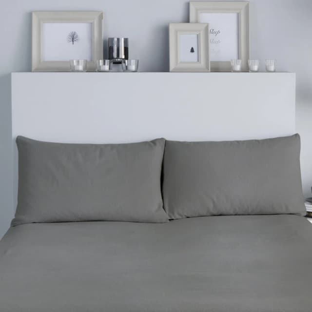 Fusion 'Winter Warmer' 100% Brushed Cotton Pair of Housewife Pillowcases Charcoal