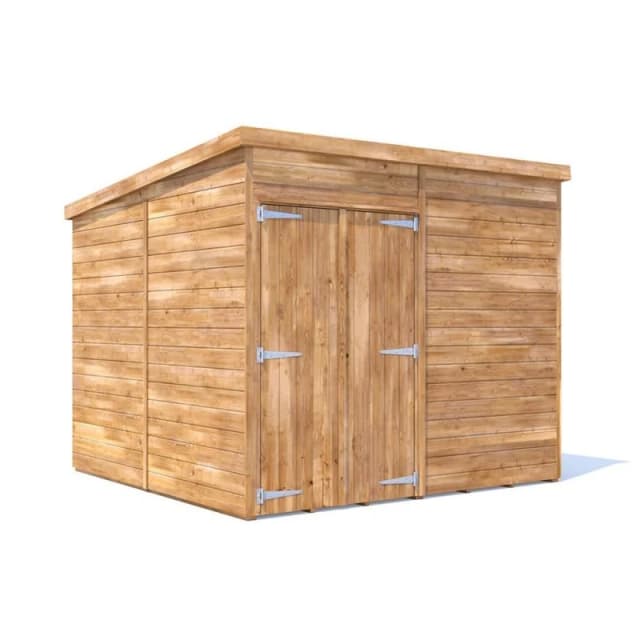Dunster House Wooden Bike Shed 2.4M X 2.4M ( 8'x8') 15mm Walls Pent Roof, Superfelt Overlord Modular