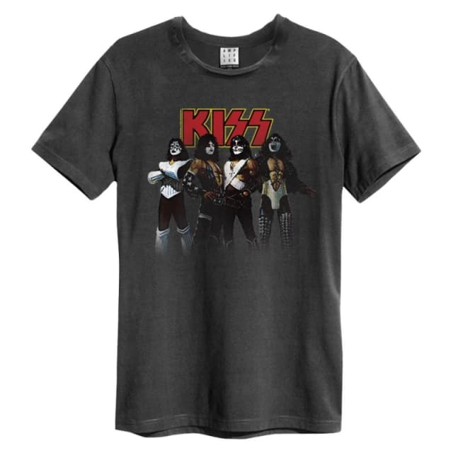 Amplified Amplified Men Rock Gods Kiss T-Shirt in Charcoal Size: Small Charcoal S Male 5063470090211