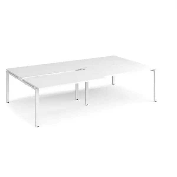 Adapt Bench Desk 4 Person Rectangular Desks 2800mm With Sliding Tops White Tops With White Frames 1600mm Depth Adapt White STE2816-WH-WH