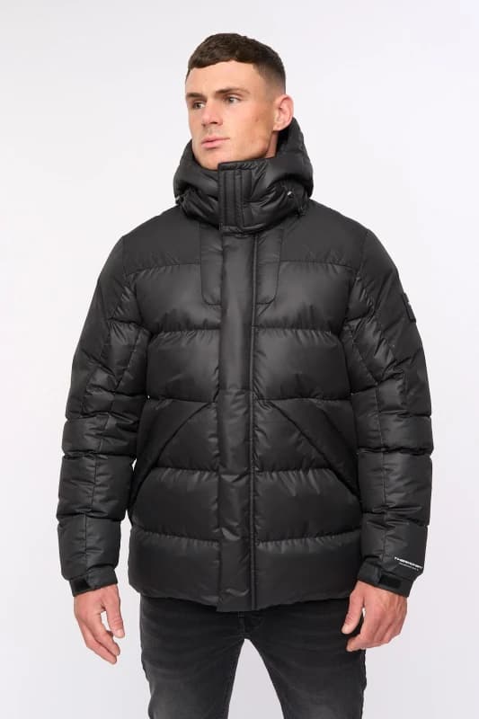 Crosshatch Crosshatch Men Camptor Panel Jacket in Black Size: X-Large Black XL Male 5059294602235