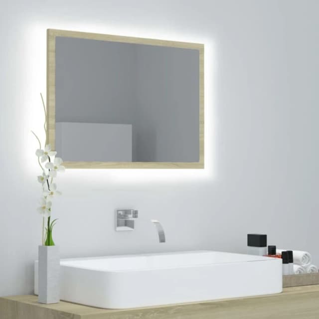 VIDAXL LED Bathroom Mirror Sonoma Oak 60x8.5x37cm Acrylic Vidaxl 8720286221044