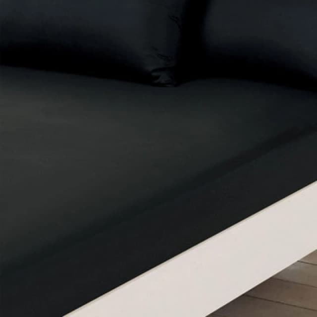 OHS OHS Plain Dyed Non-Iron Fitted Bed Sheet in Jet Black Size: Single Fitted Jet Black Single Fitted Unisex 5027434099610