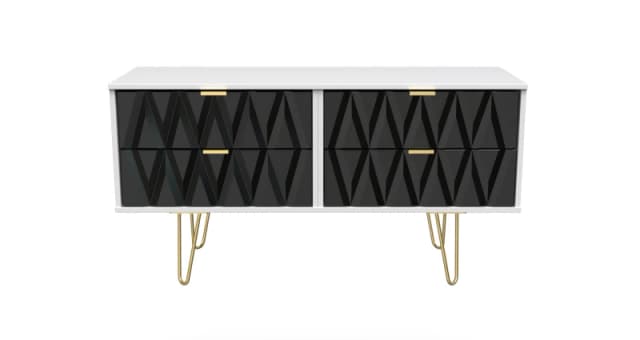 Dallas 4 Drawer Bed Box In Deep Black & White (Ready Assembled)