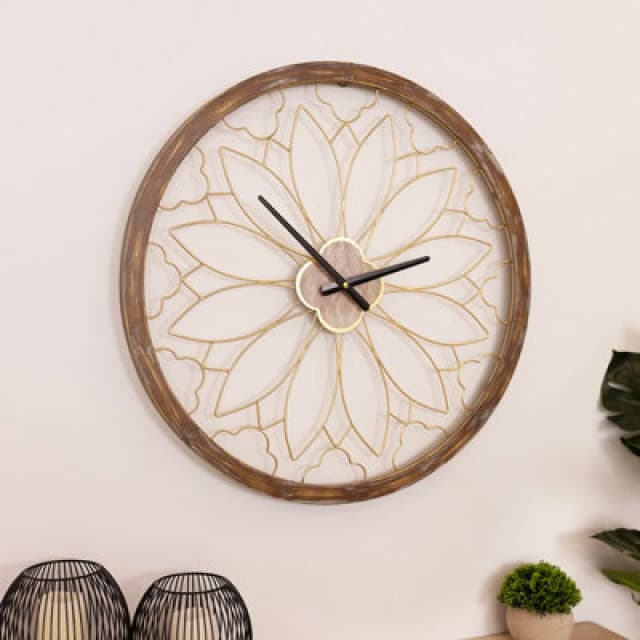 Charles Bentley Ullswater Indoor Outdoor Round Skeleton Wall Clock 60cm Natural