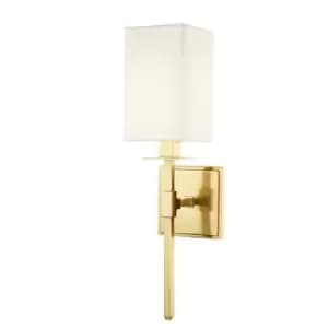 Taunton 1 Light Wall Sconce Aged Brass with Off White Shade