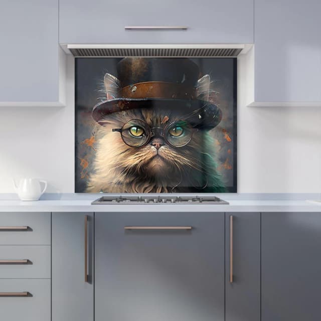 Warren Reed - Designer Persian Cat With Glasses Splashart Kitchen Splashback Size: 600mm x 750mm Multicolor Unisex 600mm x 750mm