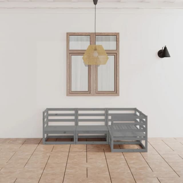 VIDAXL 4 Piece Garden Lounge Set Grey Solid Wood Pine Vidaxl 8720286466490