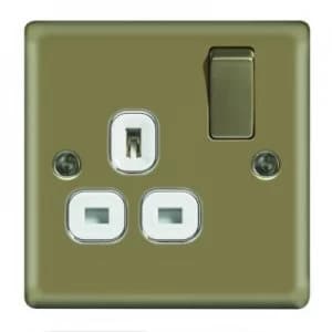 Wickes 13A Raised Plate Single Switched Socket - Pearl Nickel