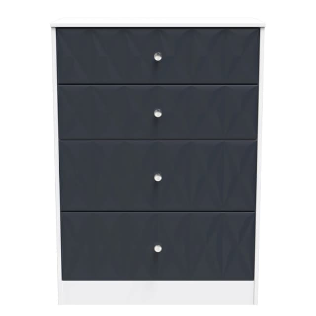 Genoa Ready Assembled Matt Indigo & White 4 Drawer Deep Chest (H)1063mm (W)766mm (D)395mm