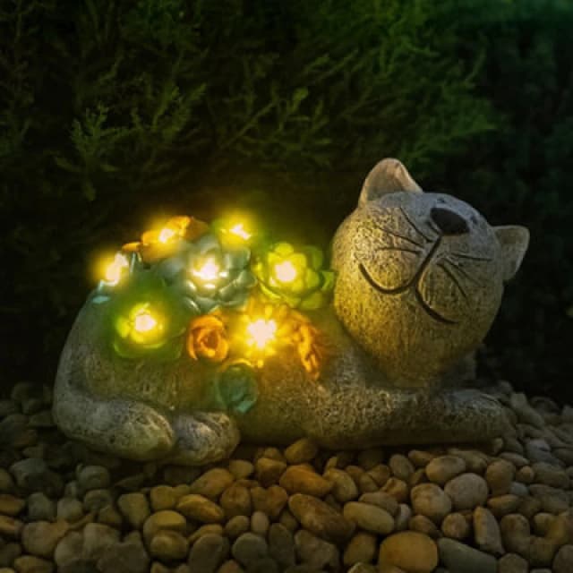 ILFD Group Ltd Solar Cat Garden Ornament 22Cm / 8.5" - Pack Of 2