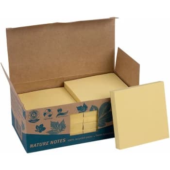 Pack 12 Recycled Repos. Note Pads Yellow 75mm² 100 Sheet - Recreate
