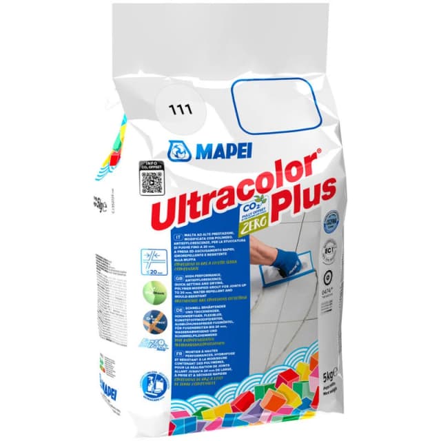 MAPEI Mapei Ultracolor Plus 111 Silver Grey 5kg Flexible Wall and Floor Tile Grout 6011105A