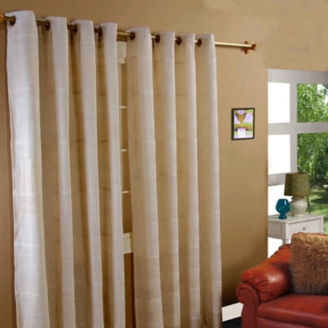 Homescapes Cotton Rajput Ribbed Natural Curtain Pair, 54 X 54" Drop