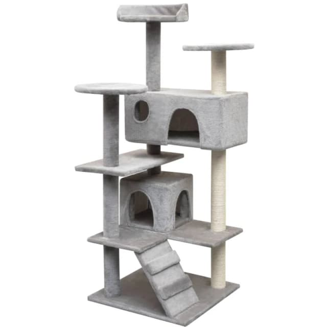 vidaXL Cat Tree with Sisal Scratching Posts 125cm Grey Kitty Play House Tower