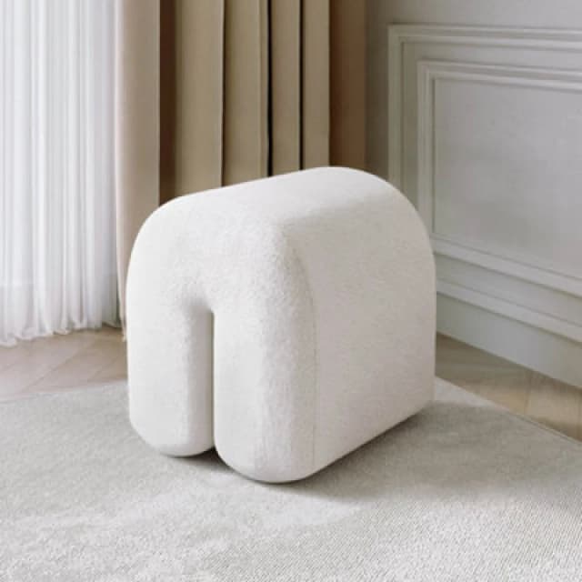 CARME HOME Laurie Ivory Boucle Stool for Bedroom Living room decoration 5060635723281