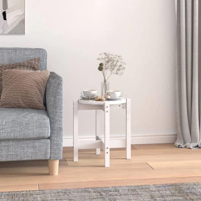 Vidaxl Coffee Table White Ø 42.5X45cm Solid Wood Pine, White 822313