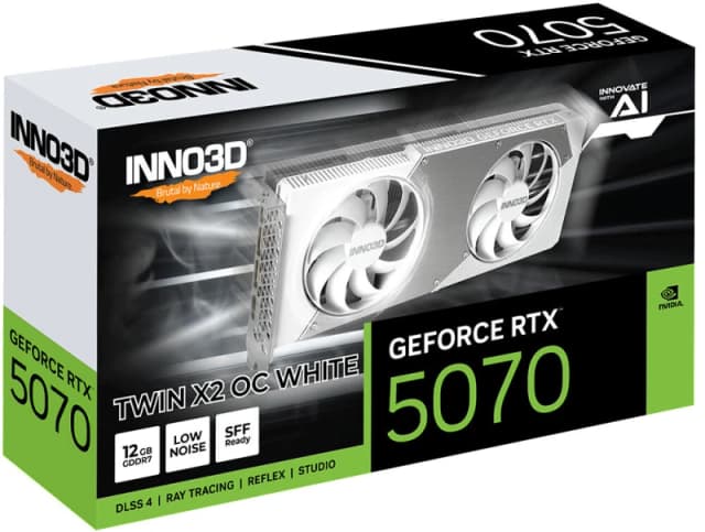 INNO3D GeForce RTX 5070 12GB TWIN X2 OC GDDR7 Graphics Card - White - N50702-12D7X-195064W
