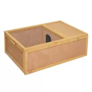 Pawhut 94cm Wood Indoor & Outdoor Pet Tortoise House With Two Room Design - Natural