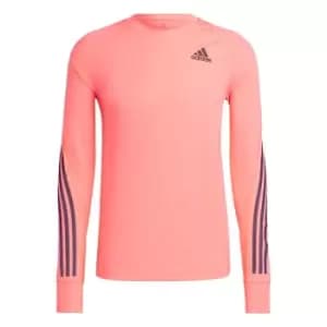 adidas Run Icon Full Reflective 3-Stripes Long-Sleeve Top - Pink